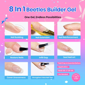 Beetles builder gel cured shiny finish illustrating durable, glossy surface