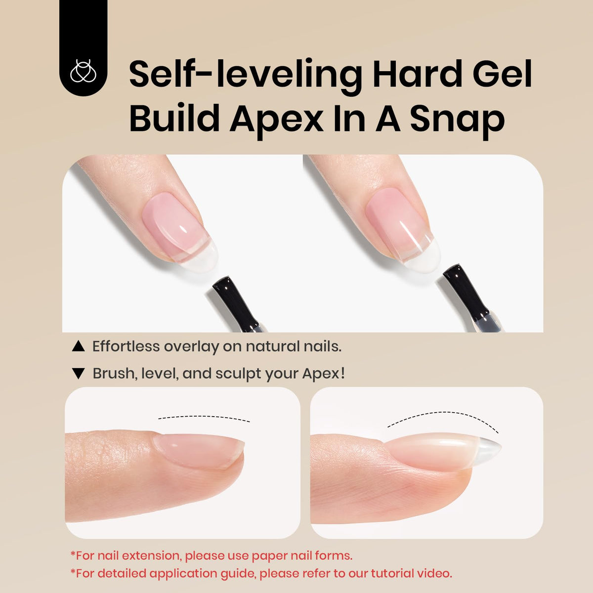 beetles builder gel extension demo illustrating shaping and protective layer