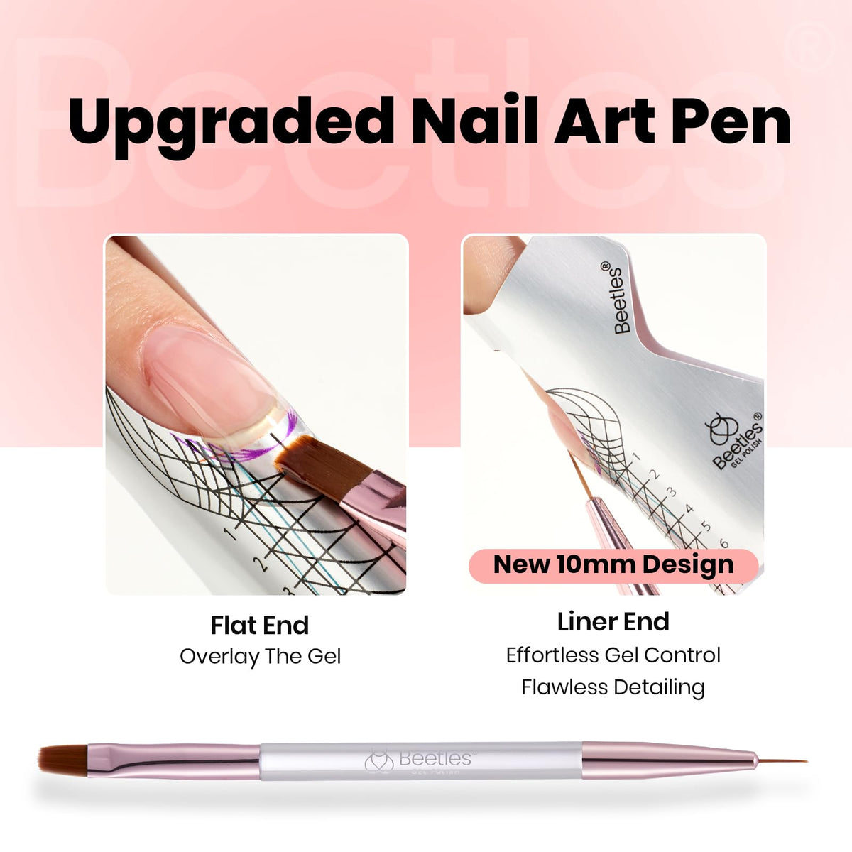 Beetles Builder Gel 100 nail forms fanned out for consistent extension shaping