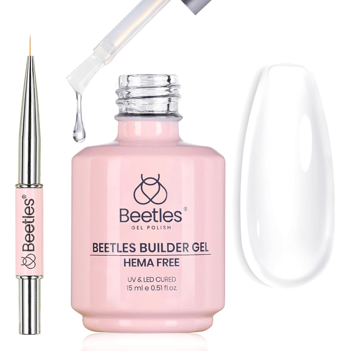 beetles builder gel front bottle showing clear gel and label for easy identification and reliability