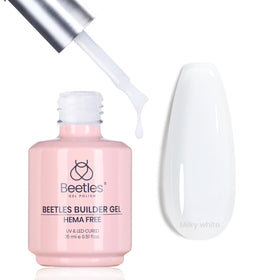 beetles builder gel front bottle showing label and milky white color benefits