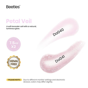 Label and ingredient panel of Beetles builder gel highlighting HEMA-free formulation benefit