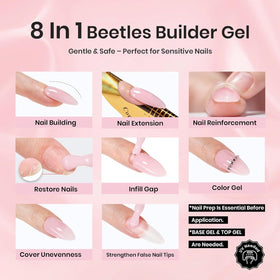 Beetles Gel Polish applied on nail apex showing strengthened, natural-looking curve
