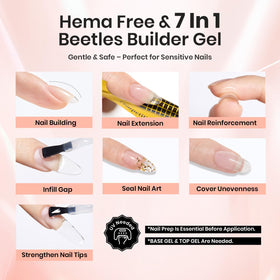 Beetles Gel applied on a nail tip extension illustrating strong apex support