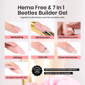 beetles builder gel on nail tip illustrating smooth coverage and extension potential