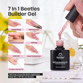Beetles Builder Gel six bottles arranged to display colors and compact kit convenience