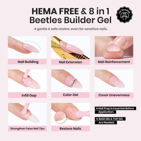 beetles Gel Polish swatches on nail tips, shows four nude shades for versatility