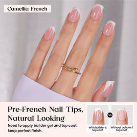 Beetles close-up of white French tip and pink base highlighting neat finish