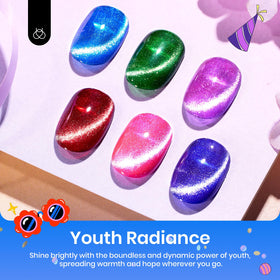 beetles cat eye color swatch arrangement of neon red pink purple blue green - clear shade guide