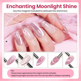 Beetles cat eye effect on a fingernail showing luminous glassy finish benefit