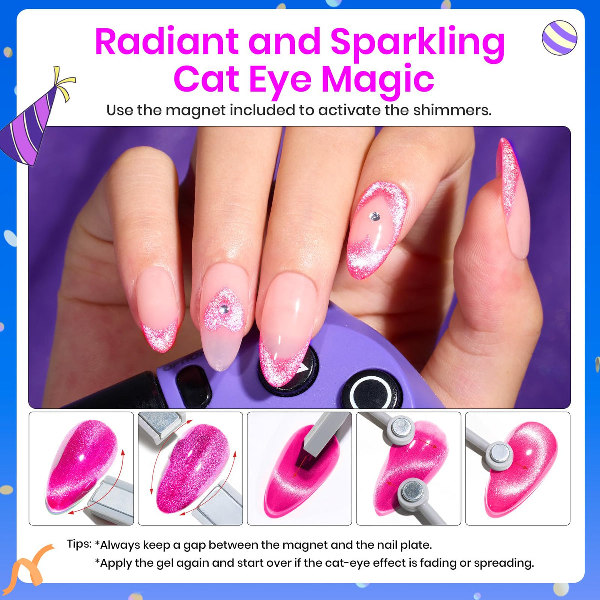 beetles cat eye on model hands displaying finished nails - salon-quality look at home
