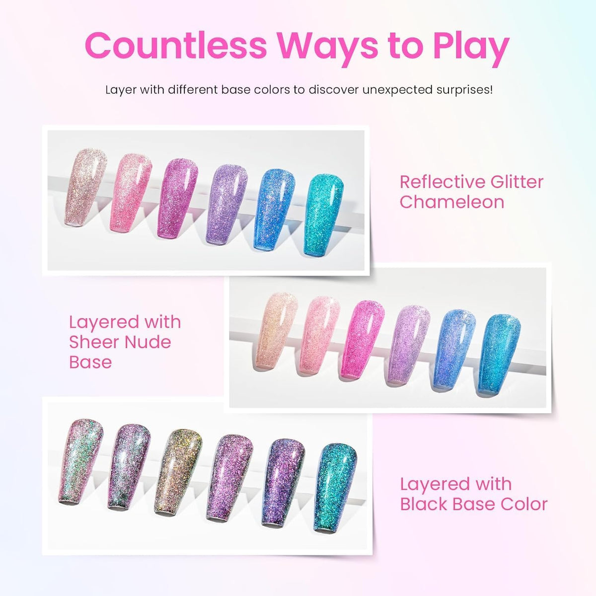 beetles finished nails on tips highlighting chameleon shine and long-wear look