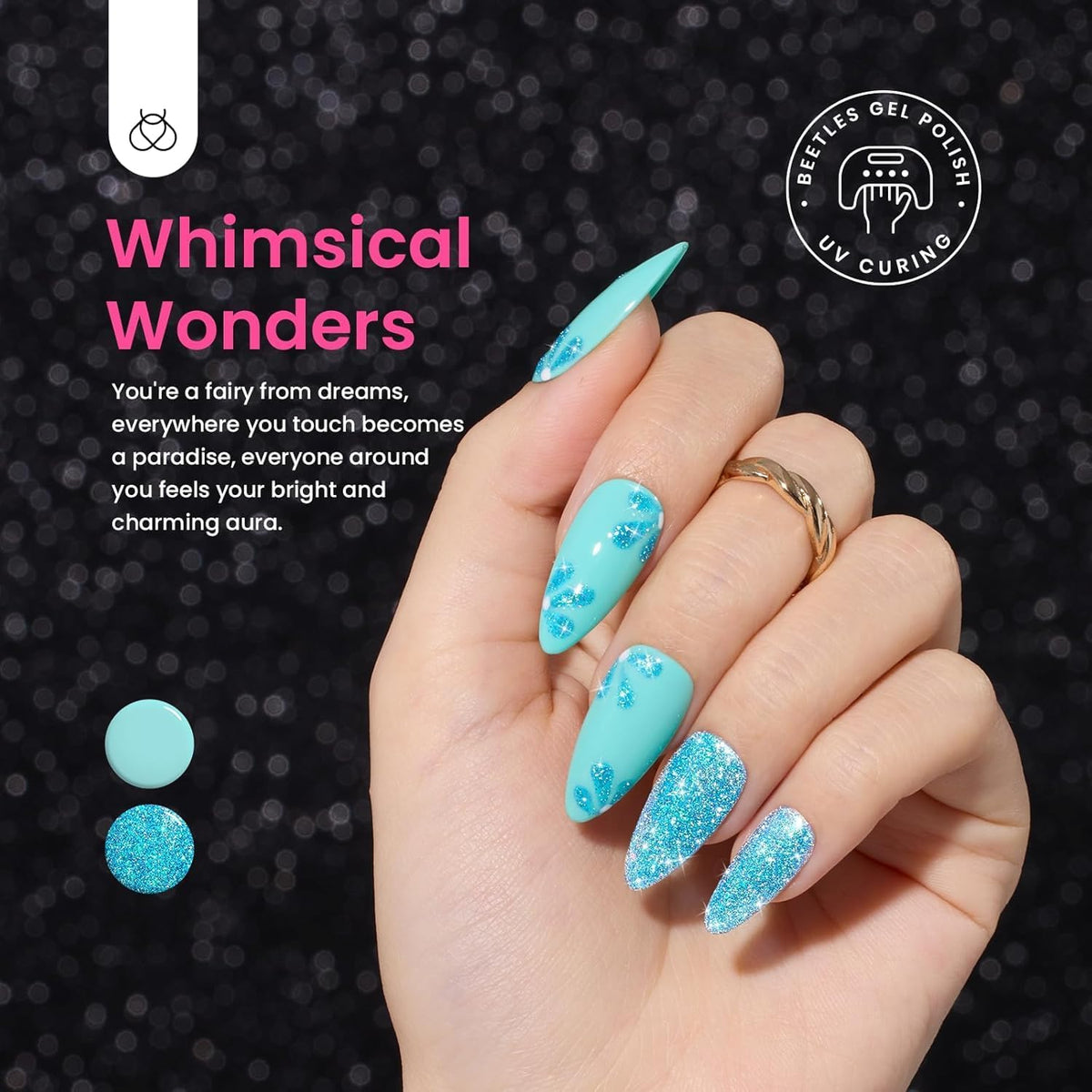 beetles swatch set on nail wheels showing color shift and styling options