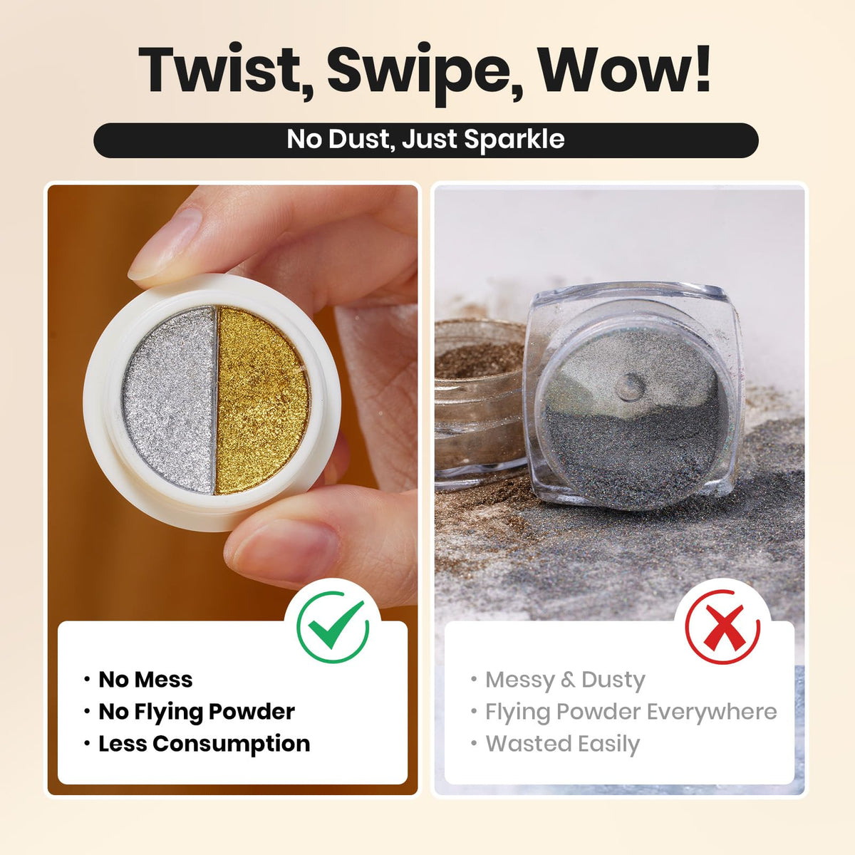 beetles chrome application tools with two sticks demonstrating ease of use benefit controlled pigment pickup