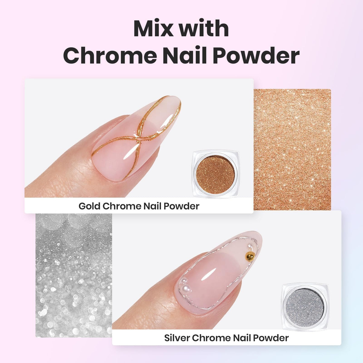 beetles chrome powder and rhinestones for high-shine decorative effects