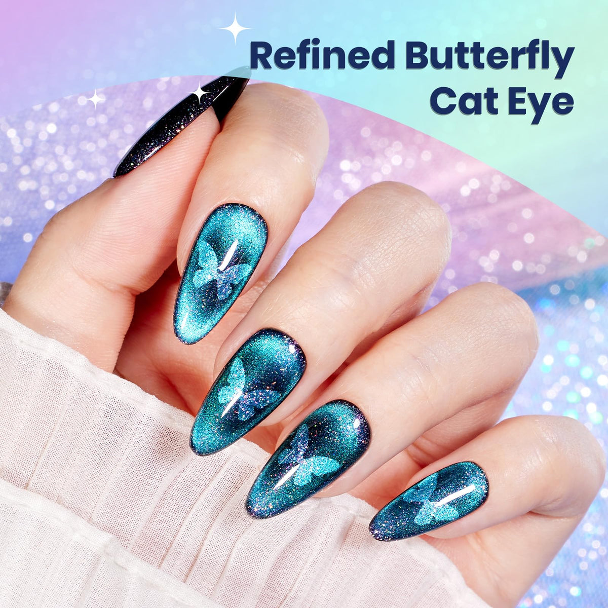 beetles brand close-up of magnet pulling pigment creating cat-eye benefit