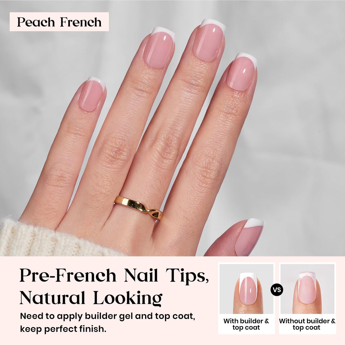 Beetles Gel Polish close-up of prepainted French tip showing salon finish