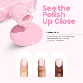 beetles applying Cloudy Rose on nails showing fast-dry convenience