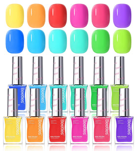 Beetles front packaging showing 12 neon polish bottles and colorful branding