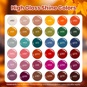Beetles colorful gel array flatlay illustrating 36 shades for mix-and-match designs