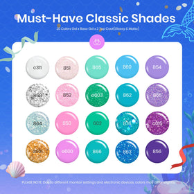 Beetles color array top view displaying 20 shades for easy selection