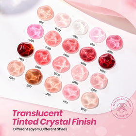 Beetles color range laid out with 20 jelly nude shades for easy selection and layering