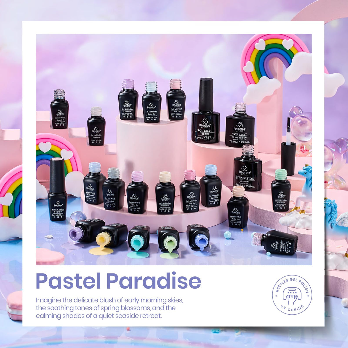 beetles color swatch display with pastel macaroon shades to help choose combinations