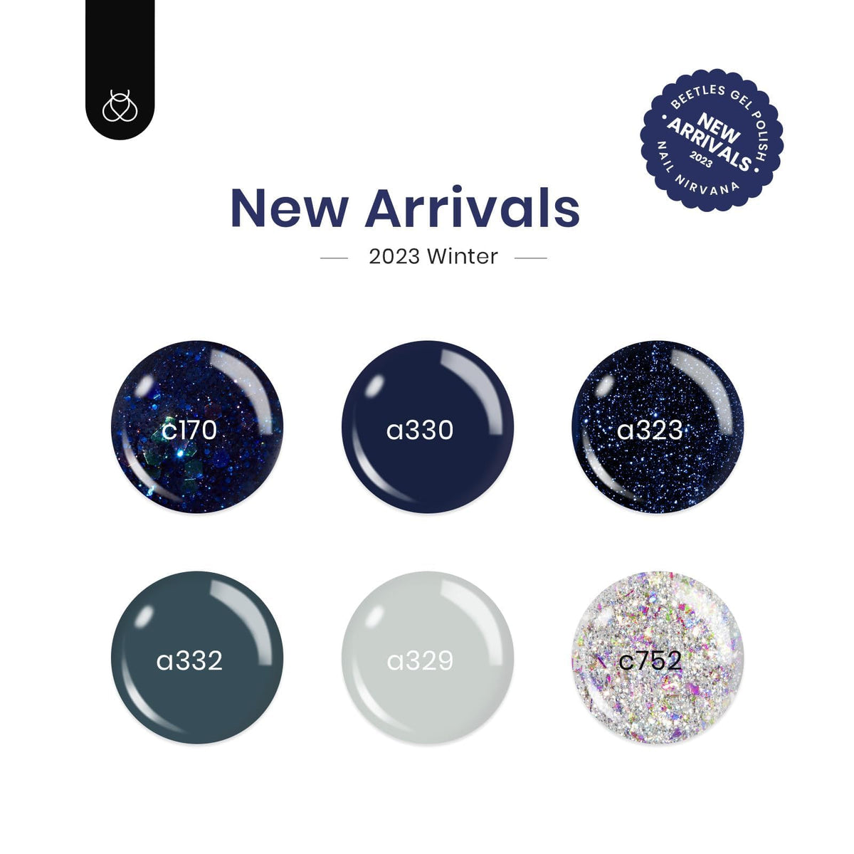 beetles color swatch fan with six blues and silvers for styling ideas