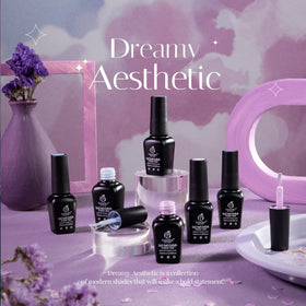 beetles color swatch strip of six pastel and purple shades, clear color preview