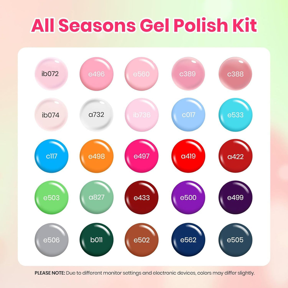 beetles color swatches array displaying 25 shades for versatile looks