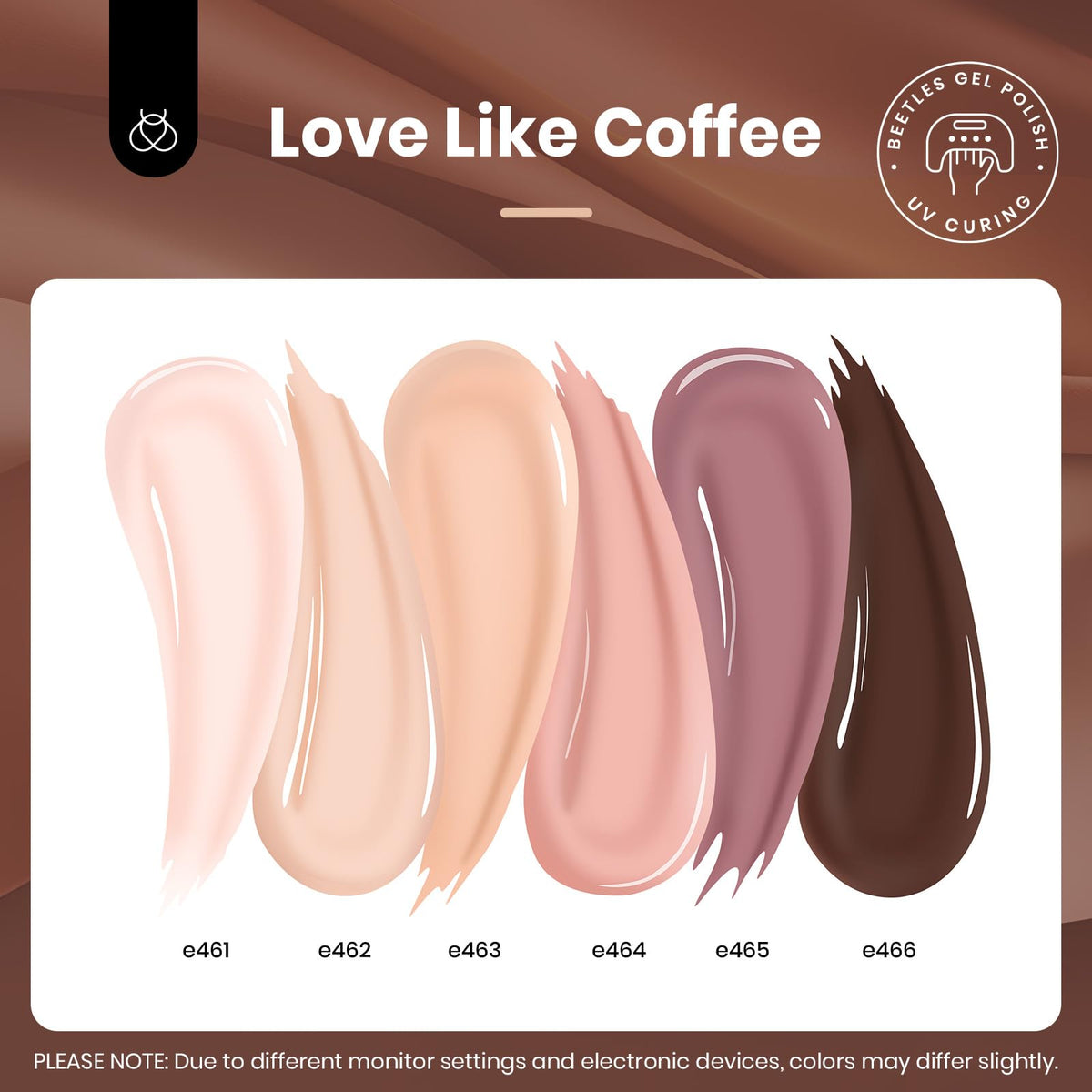 beetles color swatches on a fan display illustrating shade range for easy selection