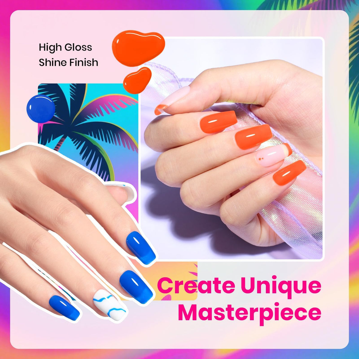 Beetles Gel Polish nail wheel swatches presenting all six neon shades for easy color planning