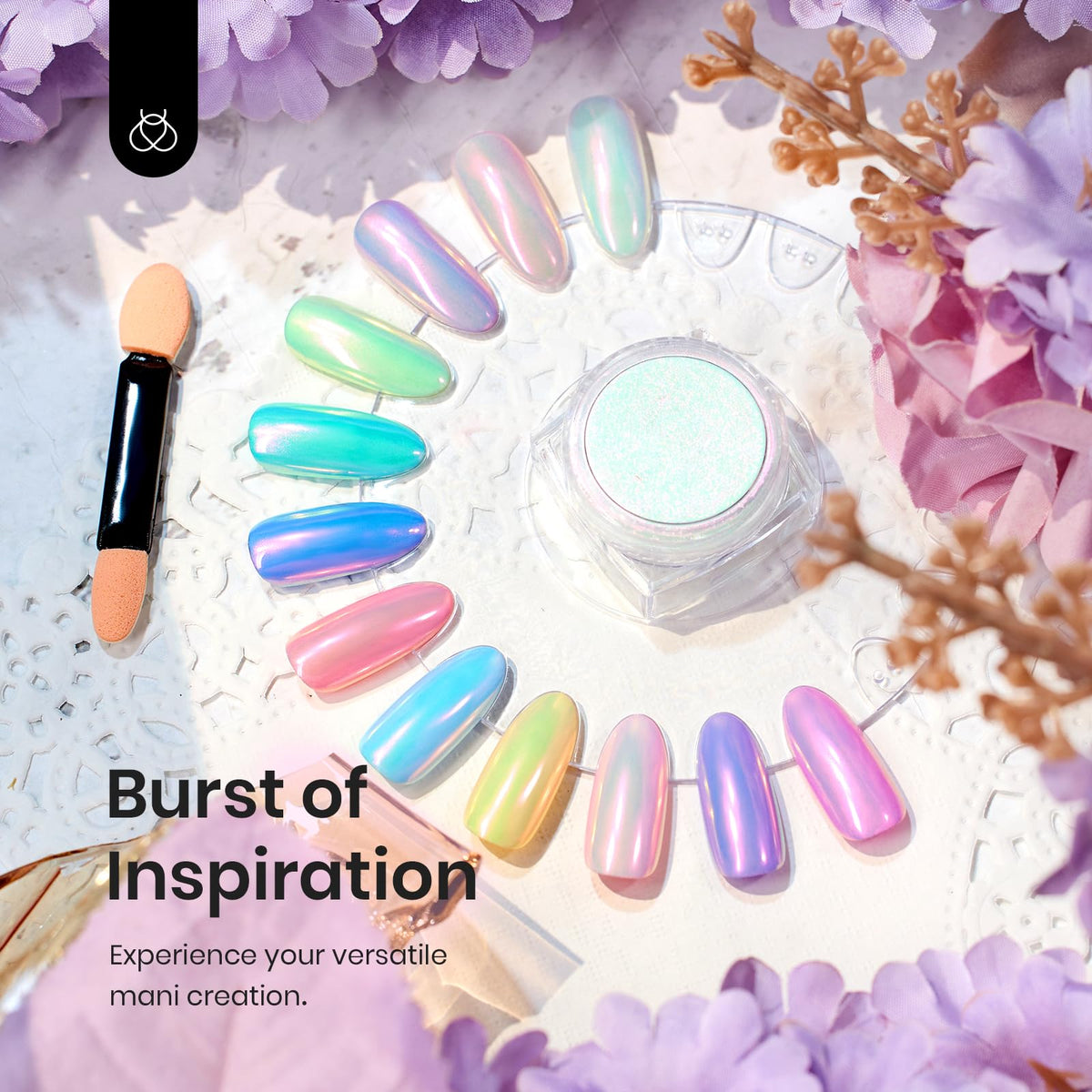 beetles nails with different base colors showing varied aurora effects benefit