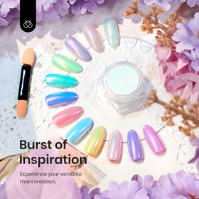 beetles nails with different base colors showing varied aurora effects benefit
