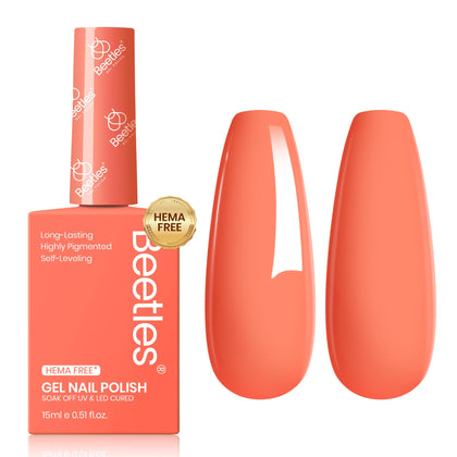 beetles coral orange bottle front showing vivid color and easy identification