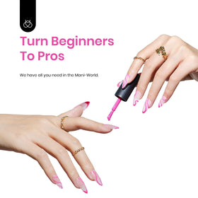 beetles summer manicure lifestyle shot showing bright pink nails and fashionable impact