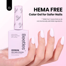 Beetles cured nails under LED lamp showing high-gloss long-lasting finish
