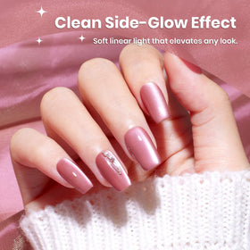 beetles cured nails with glossy velvet bloom effect and long wear look