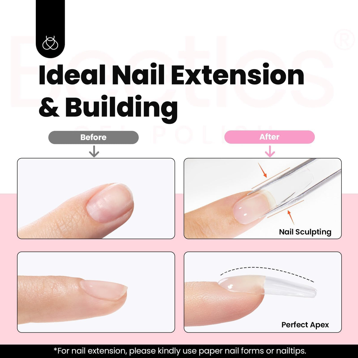 beetles cured nail closeup showing glossy jelly pink finish and durable result