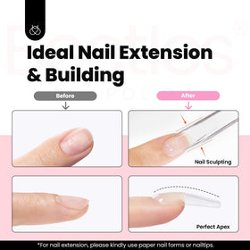 beetles cured nail closeup showing glossy jelly pink finish and durable result