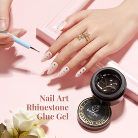 Beetles cured nail close-up with gem showing durable hold after LED curing