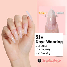 beetles cured pink glitter nails styled for party-ready durable shine