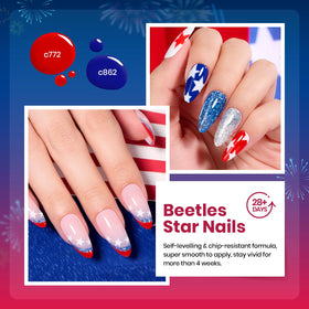 Beetles cured nails patriotic manicure showing durable glossy finish