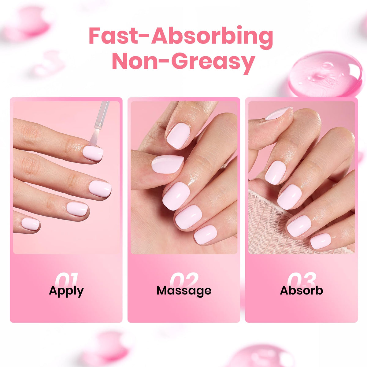 Beetles Gel Polish ingredients flat lay shows jojoba, squalane and vitamin E for nourishing benefit