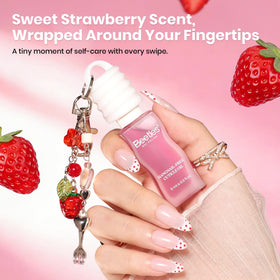 Beetles Gel Polish bottle next to keys displays compact size for on-the-go nail care benefit
