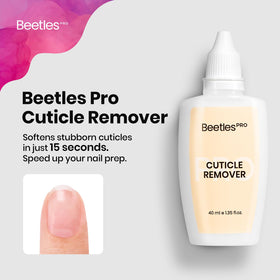 beetles Gel Polish 40ml bottle next to a ruler indicating compact, travel-friendly size