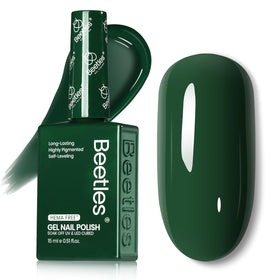 Beetles front bottle showing rainforest green polish and easy shade selection