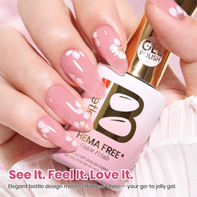 Beetles flatlay with polish and tools showing salon-quality at-home convenience benefit