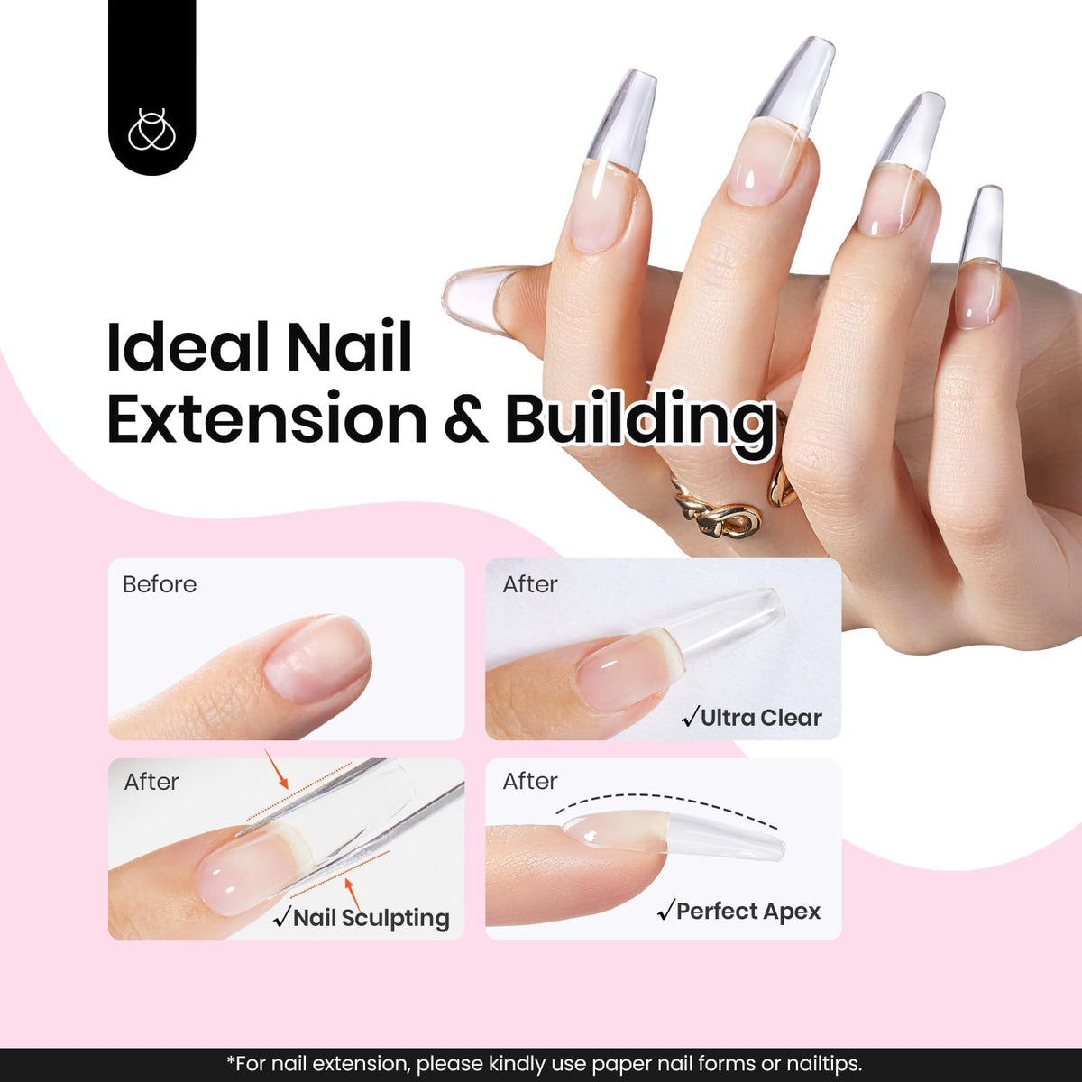 Beetles gel shaped with nail clamp to create refined C-curve