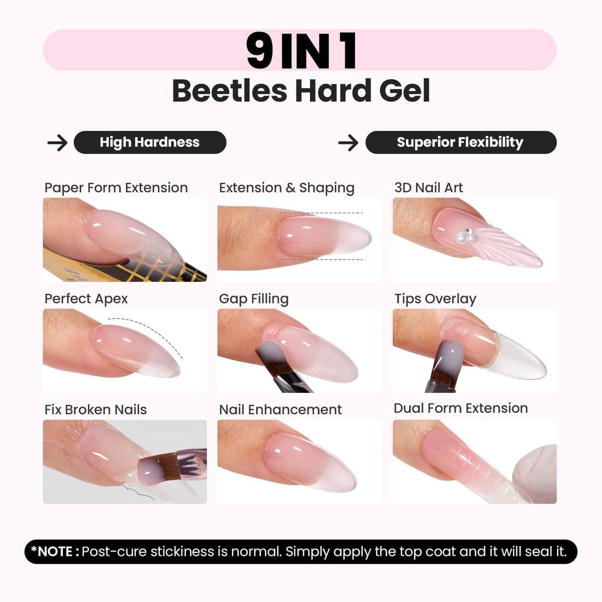 Beetles gel being applied on nail for sculpting and strong apex